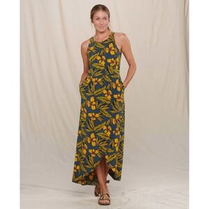 Toad&Co Sunkissed Maxi Dress Small Midnight Aloha Print beach resort stretch